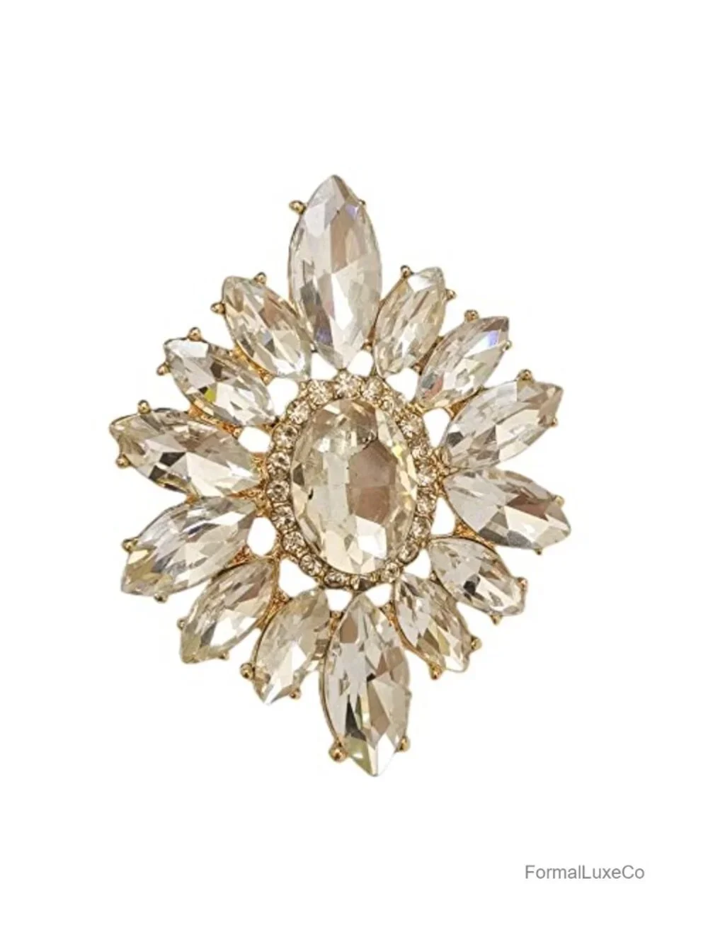 Cubic Zirconia Cluster Statement Ring Adjustable Open Band Wrap Vintage Style
